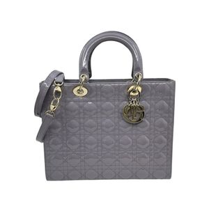 Dior Large Lady Dior Quilted Purple Bag Authentic, Used In Good Condition